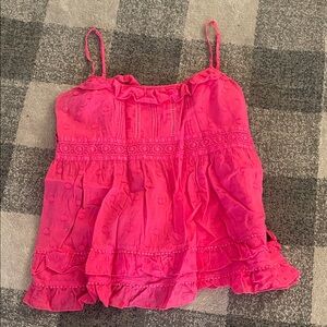 Juicy Couture Vibrant Pink Ruffled Tank Top Sz 10 =M/L